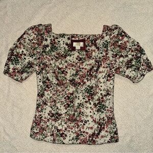 Anthropologie Floral Puff Sleeve Blouse